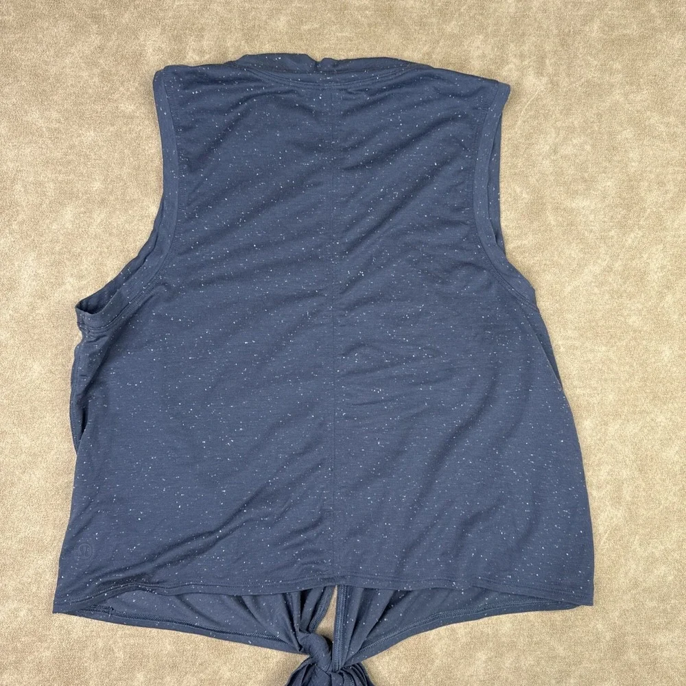 Lululemon Shirt Time To Restore Mock Neck Top Tie‎ Front Crop Blue Women Sz 8